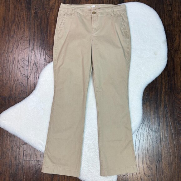 Old Navy Khaki Pants 8 Bootcut Beige Chino Stretch Cotton Mid-Rise Women's - Picture 1 of 11